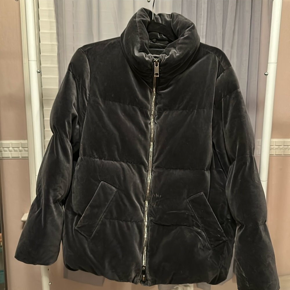 Massimo Dutti velvet puffer black/dark grey size XL
